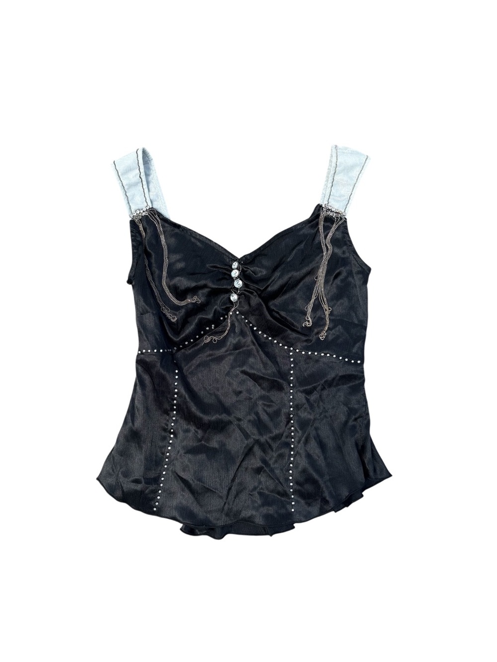 F&2 Y2K Satin & Embellished Going Out Tank Top